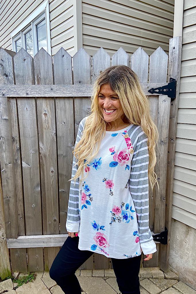 White Floral and Striped Floral Changer Top- New Arrival Promo