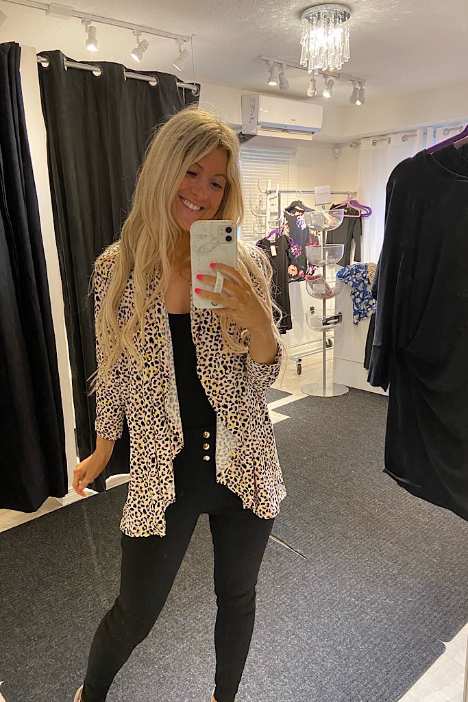 Animal Print Soft Blush Cardigan Blazer