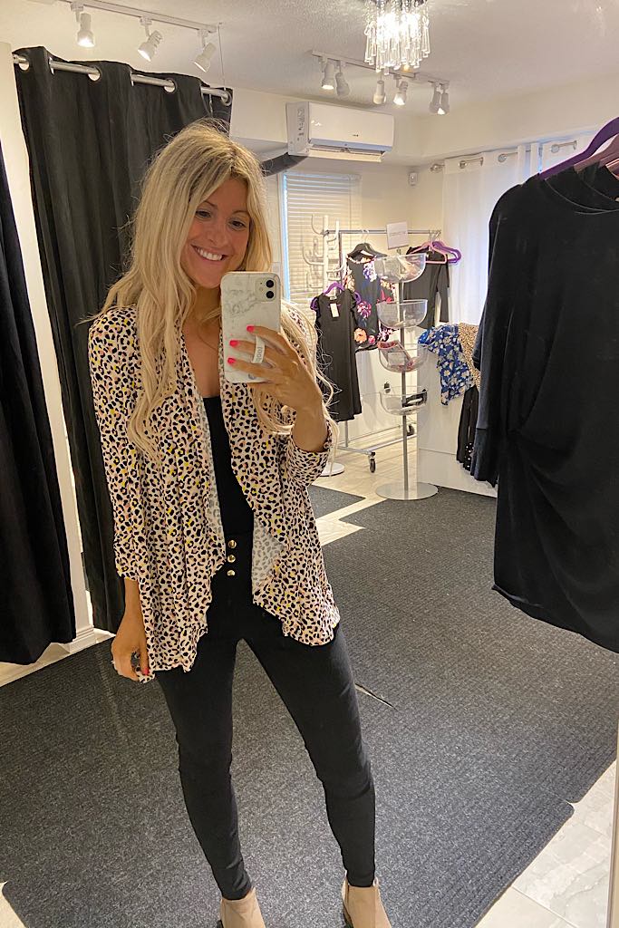 Animal Print Soft Blush Cardigan Blazer