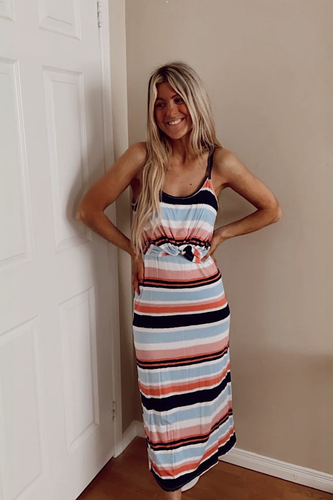 All Summer Long Blue Pink Multi Maxi Dress- Discounted