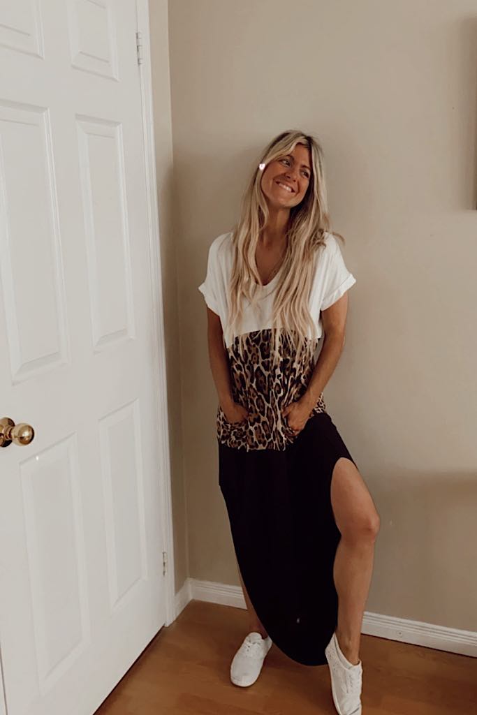 Pre Order Animal Print Colour Block Maxi Dress
