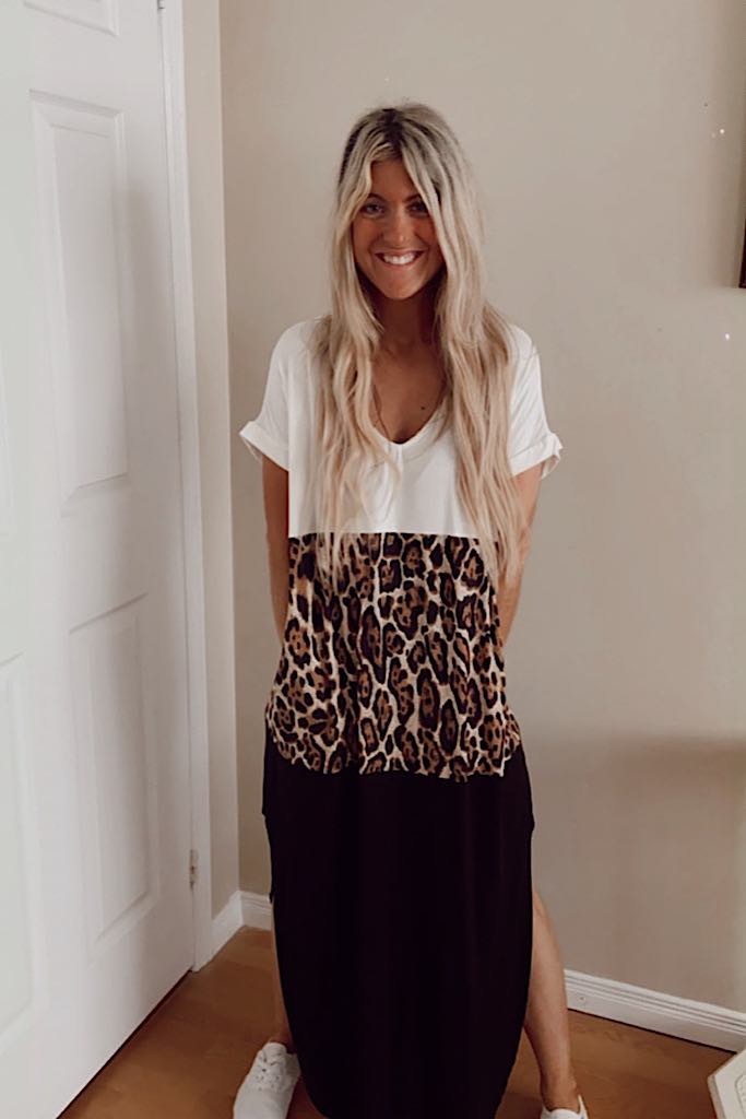 Pre Order Animal Print Colour Block Maxi Dress