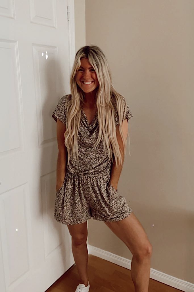 Cozy Taupe Animal Print Romper