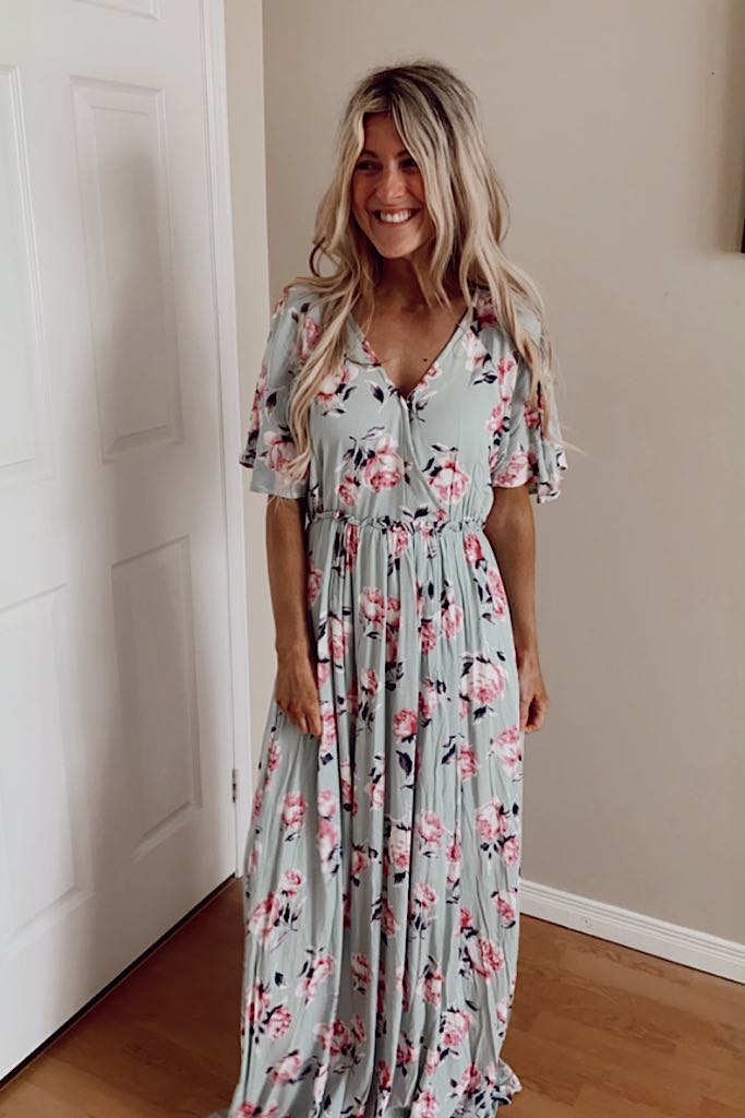 Mint Charming Floral Maxi Dress-Discounted