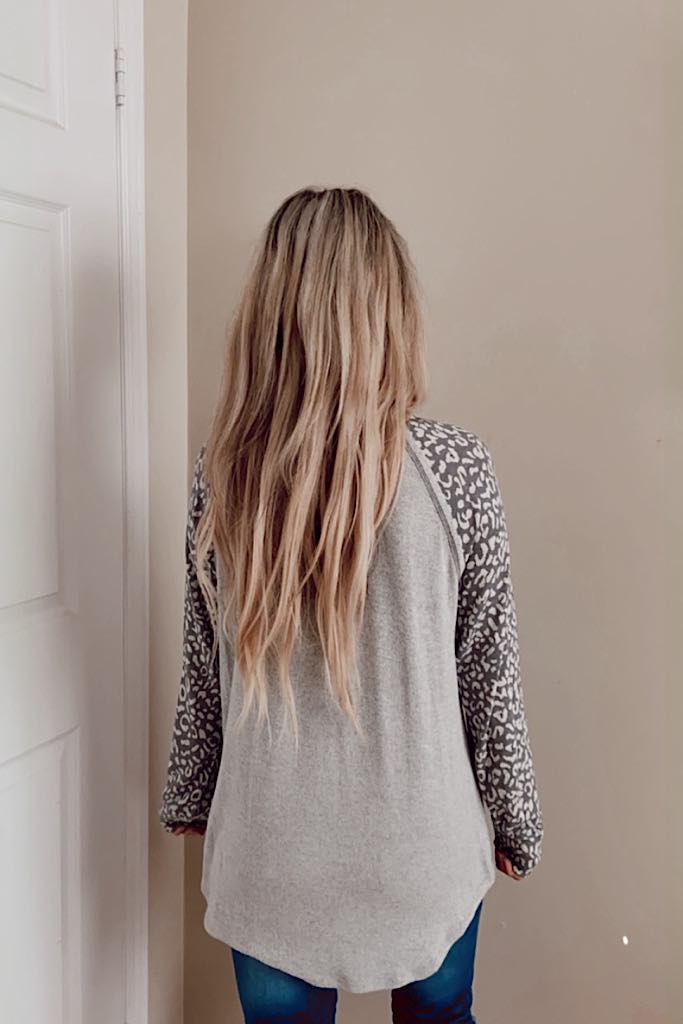 Cashmere Brushed Leopard Raglan Long Sleeve Top