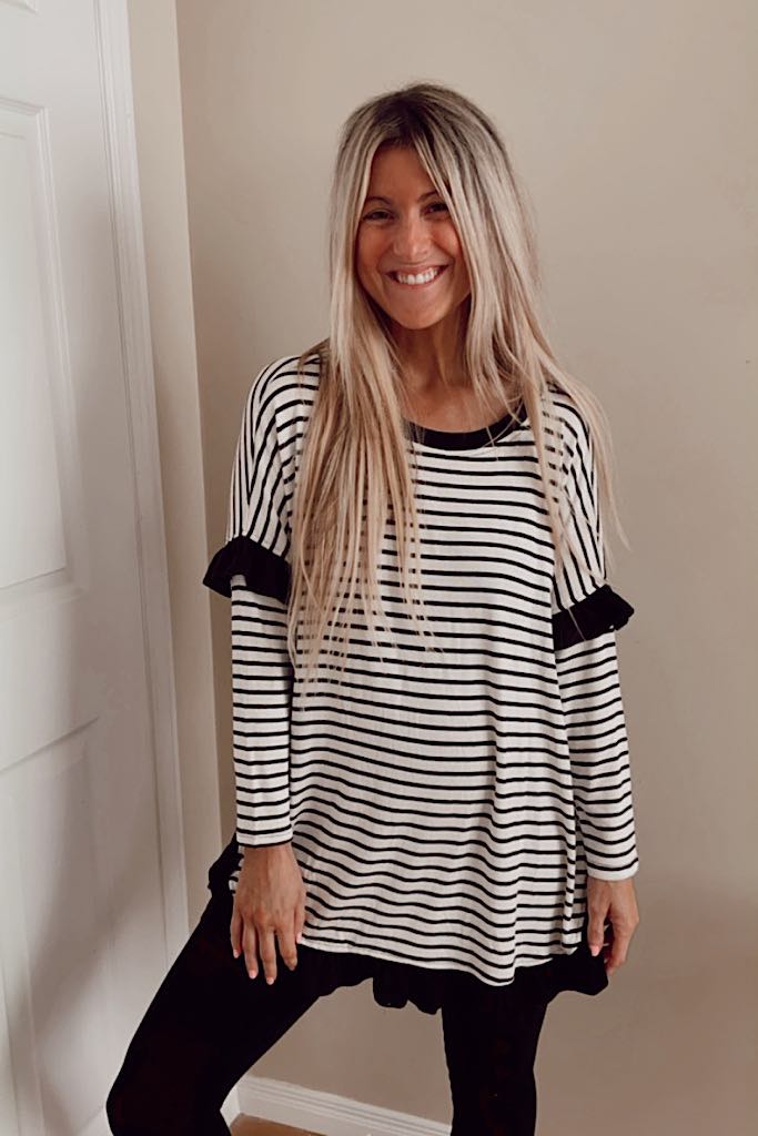 True Love Black and White Swirl Boho Top