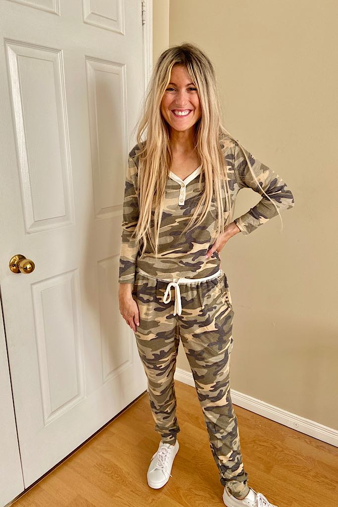 Camo Besties Waffle Knit Top