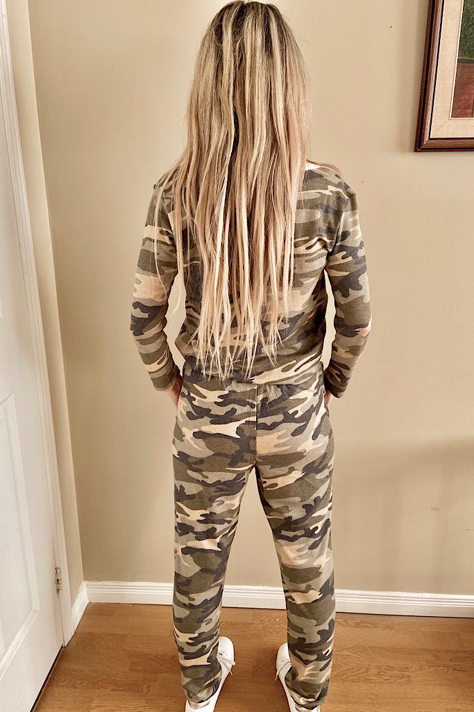 Camo Besties Waffle Knit Jogger Pants