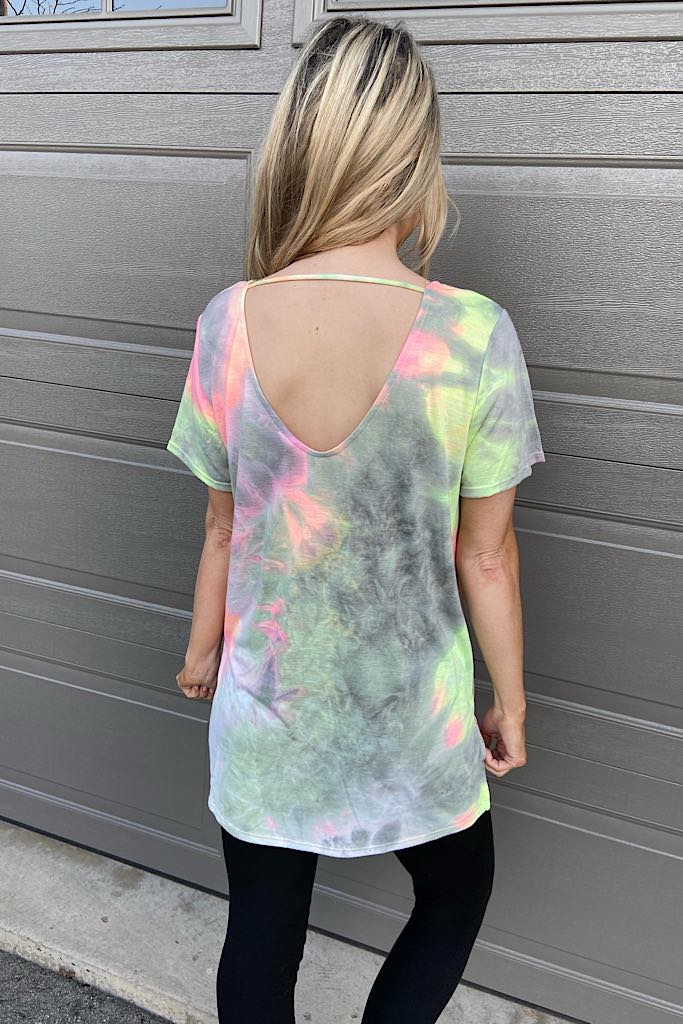 Tie Dye Bright Criss Cross Top