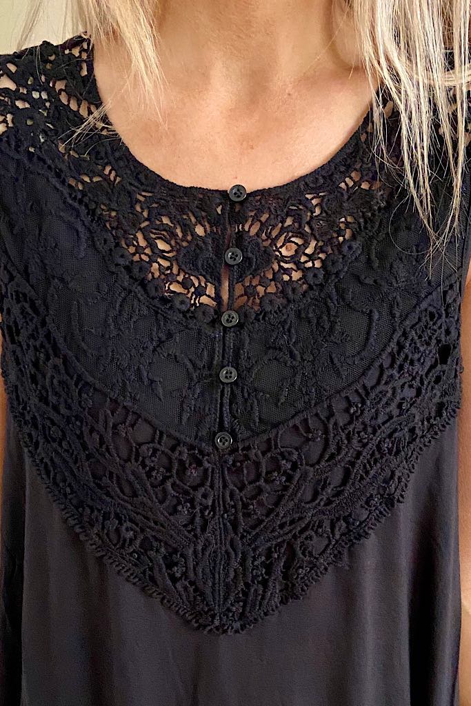 Stunning Black Bamoo Crochet Design Hi Low Dress