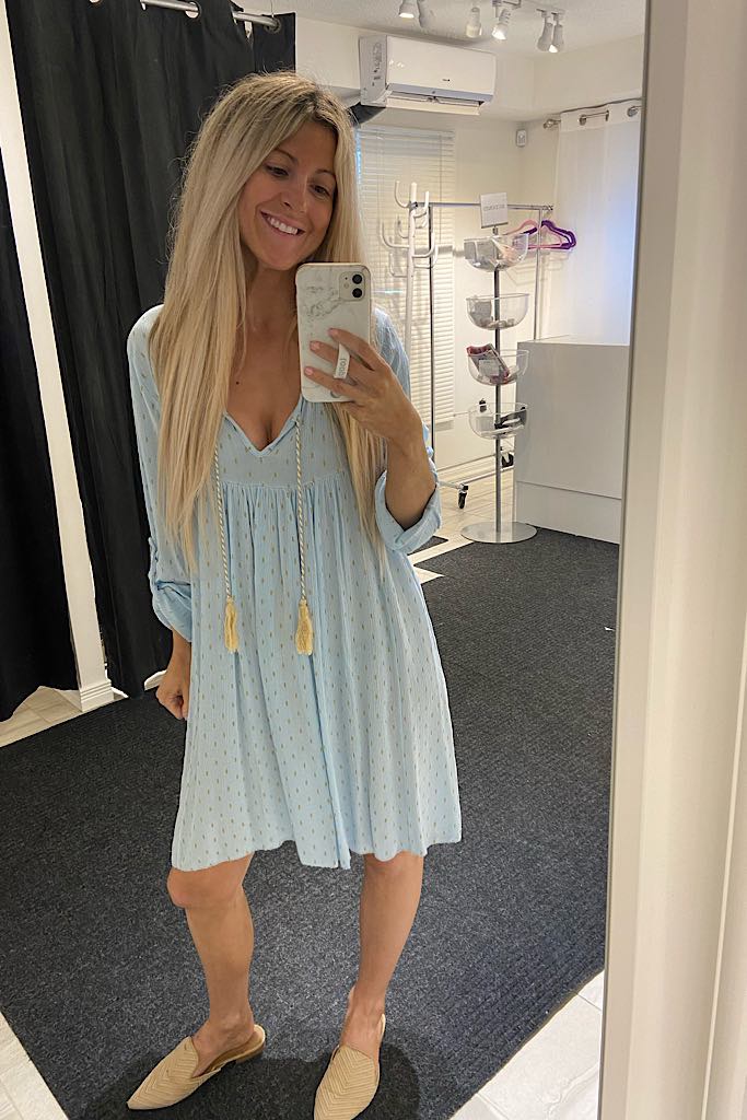 Italian Collection- Baby Blue Gold Sparkles Boho Dress