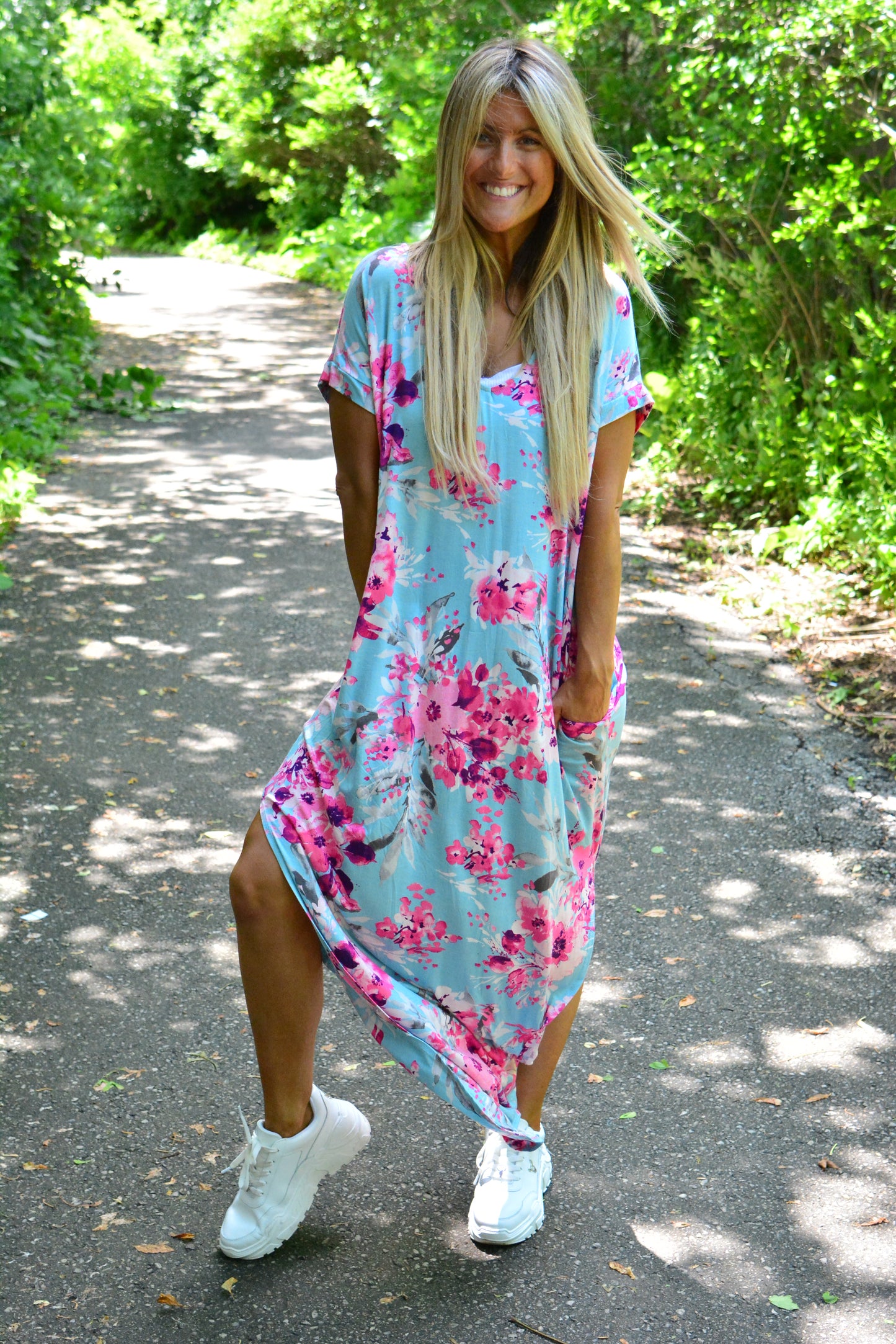 Aqua Mermaid Floral Maxi Dress