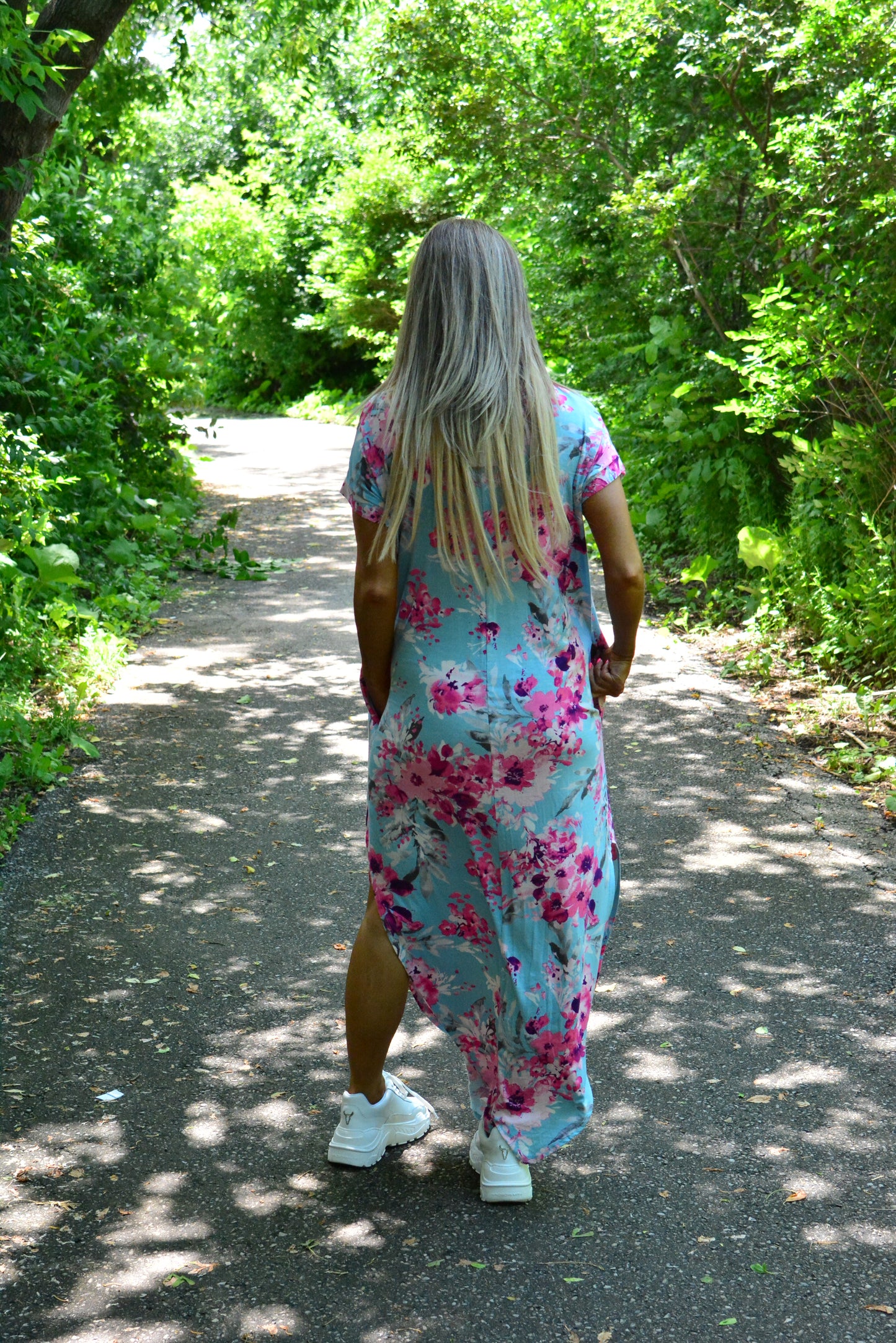 Aqua Mermaid Floral Maxi Dress
