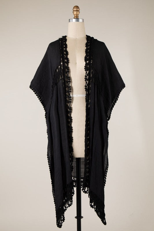 Luxe Boho Long Dolman Sleeve Woven Kimono-SALE