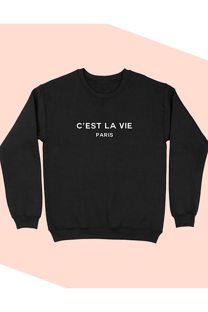 C'EST LA VIE PARIS Graphic Sweatshirt-Black