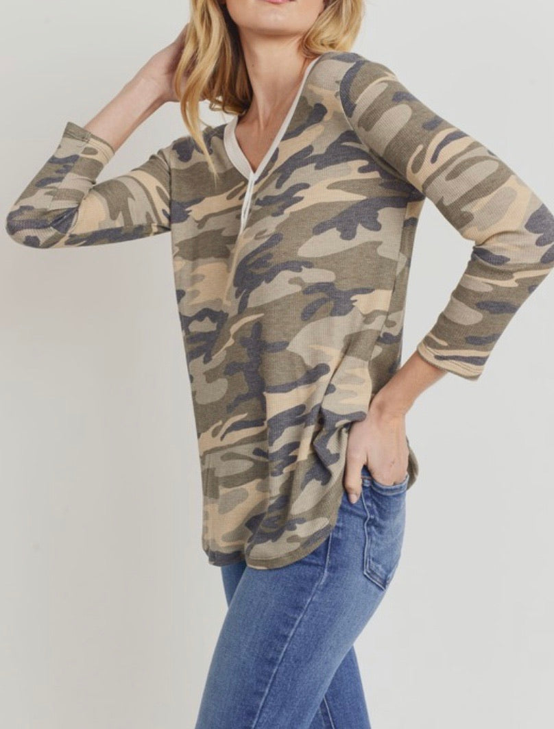 Camo Besties Waffle Knit Top