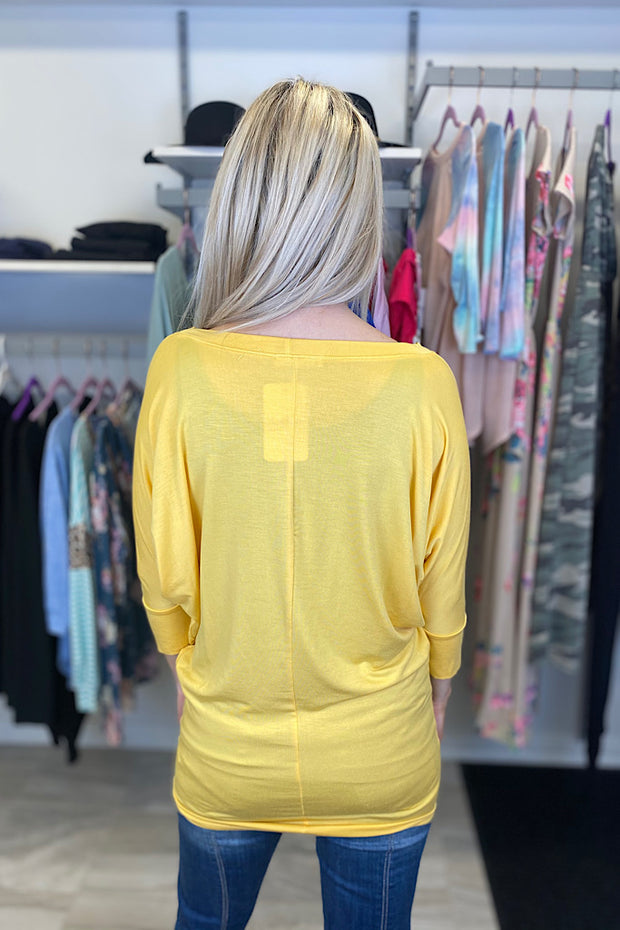 2 in 1 Style Three Quarter Dolman Sleeve Top