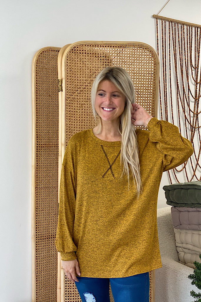 Two Tone Pullover Top-Butterscotch-Promo Line