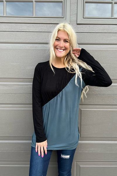 The Mary Colour Block Shirred Top-SALE