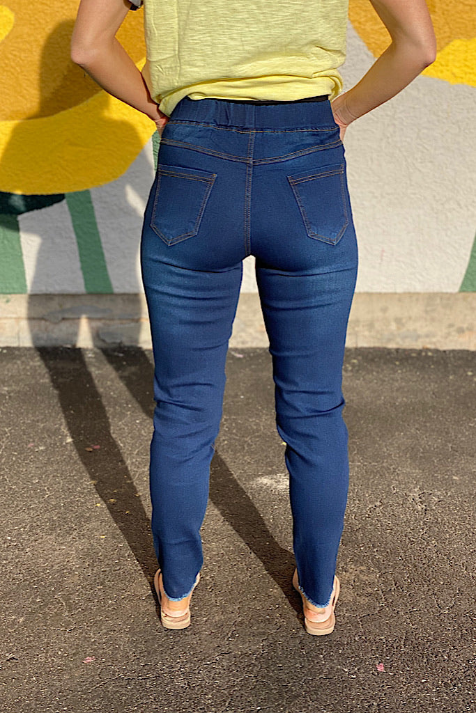 Sia Dark Denim Distressed Jeggings