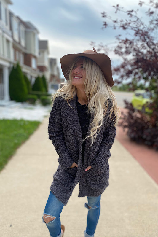 Fluffy Boucle Elite Open Front Cardigan