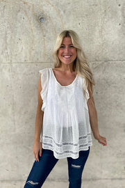 Garden Brunch White Ruffle Sleeve Blouse