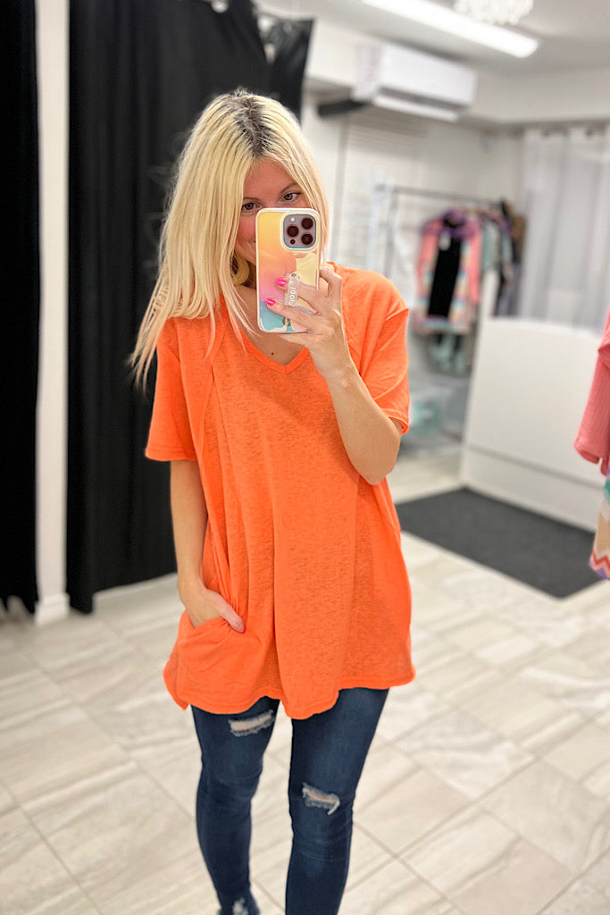 Coral Best Moments Pocket Cotton Mix Tee-SALE