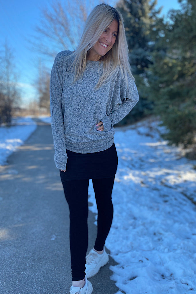 Trendy Skirted Legging with Rib Skirt