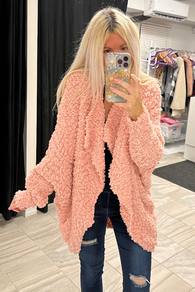 Pre Order Luxe Oversized Fluffy Pink Cardigan