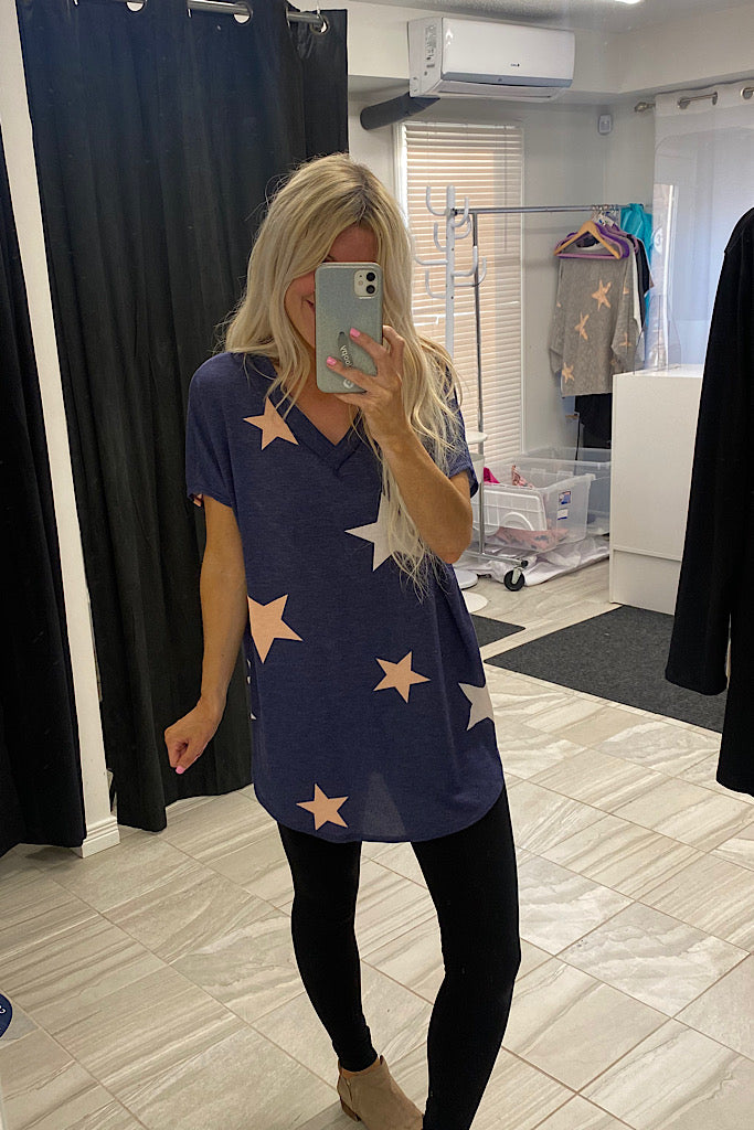 Navy Starry Adventures Loose Fit Top