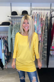 2 in 1 Style Three Quarter Dolman Sleeve Top