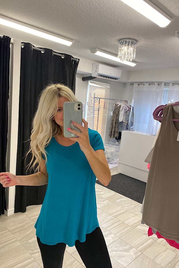 Solid Teal Classic Basic Tee-SALE