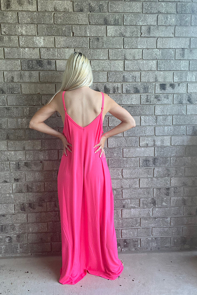 Boat Night Cruise Neon Maxi Dress With Pockets