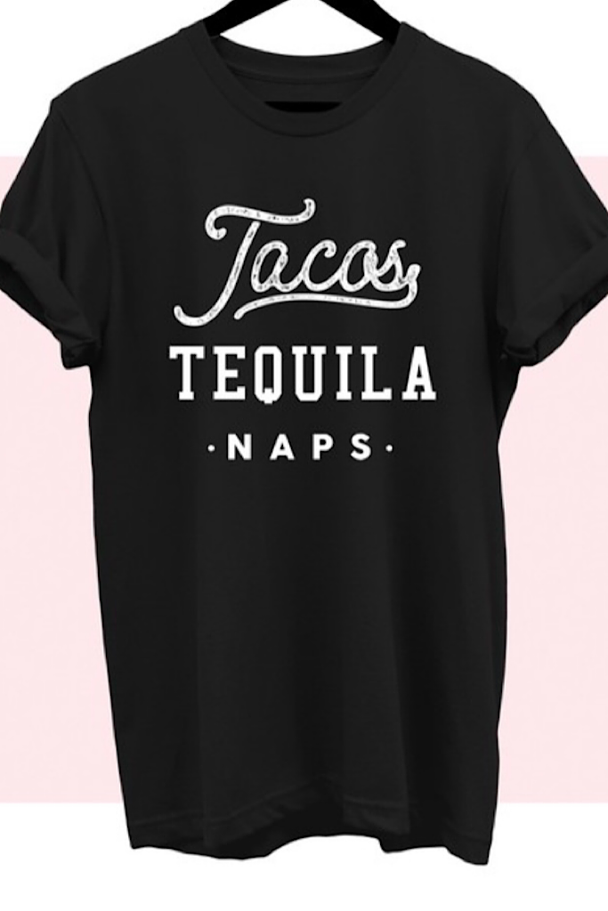 Pre Order TACO TEQUILA NAPS GRAPHIC TEE-Black