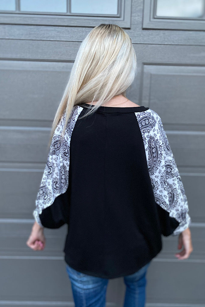Pretty In Paisley Dolman Raglan Top