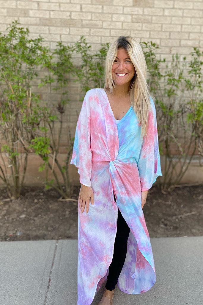 Tie dye Printed Maxi Kimono Tunic-Sale