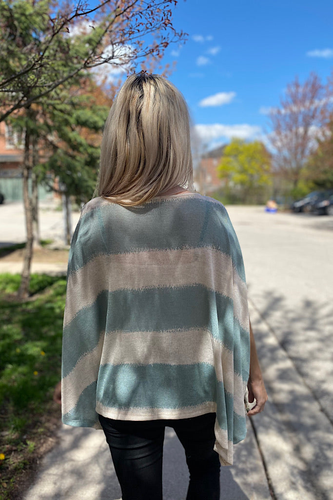 Summer Sage Oversized Knit Poncho Top