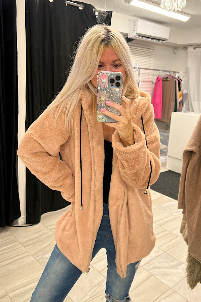 Pink Faux Fur Hooded Jacket- Weekend promo