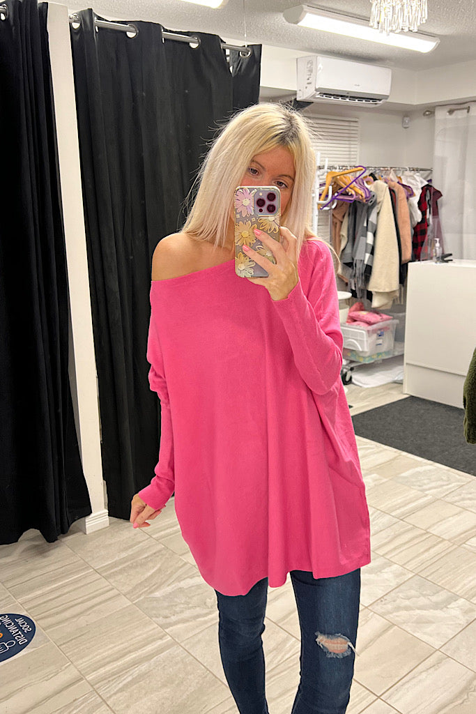 Lana Soft Luxe Boho Boatneck Dolman Sweater-Pink