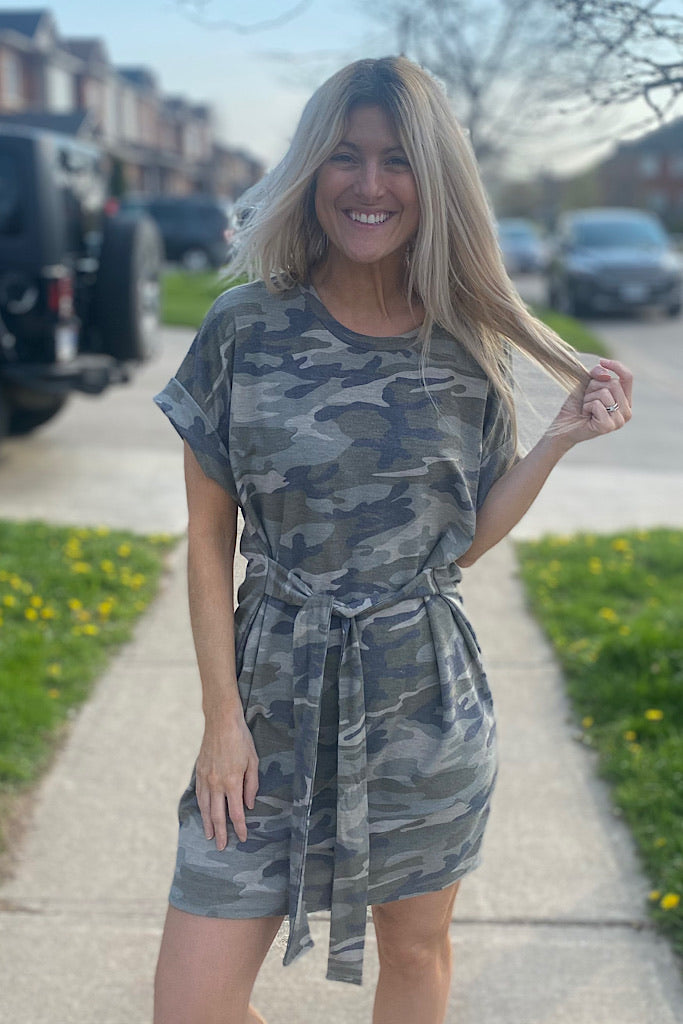 Camo Win Me Over Tie Dress