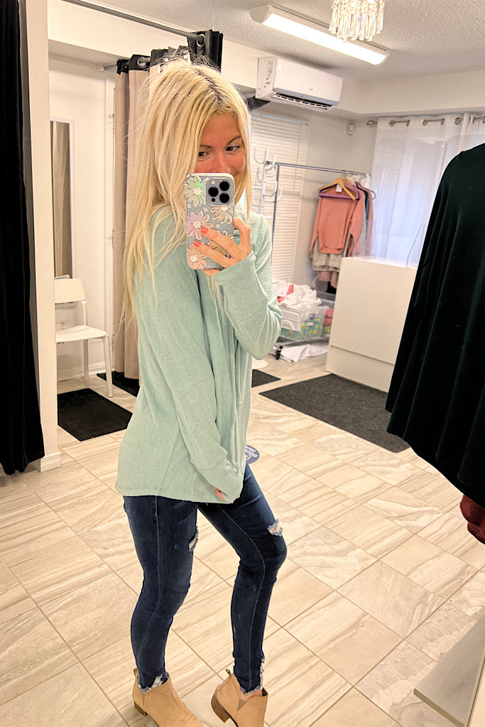 Dusty Blue Soft Pullover Top