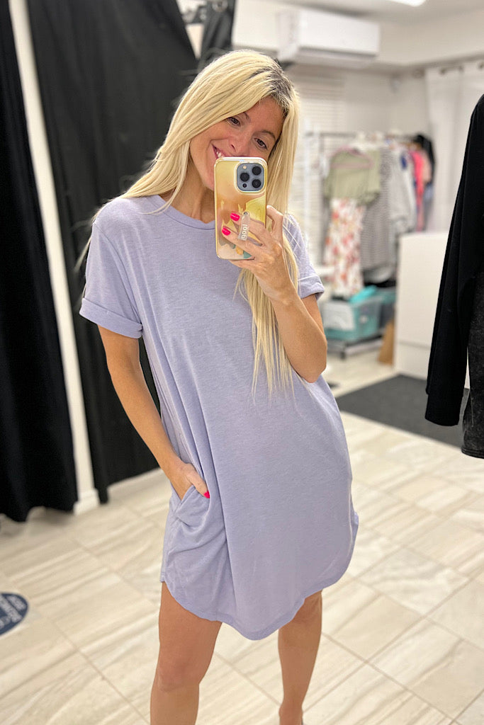 Lavender Beth French Terry T Shirt Dress