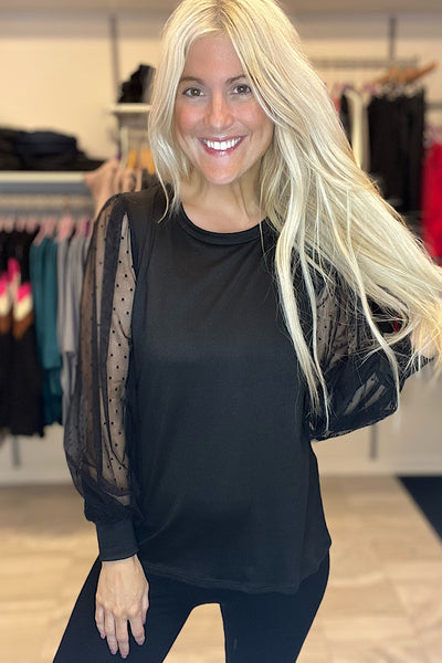 Take Me Out Lace Detail Top-Black