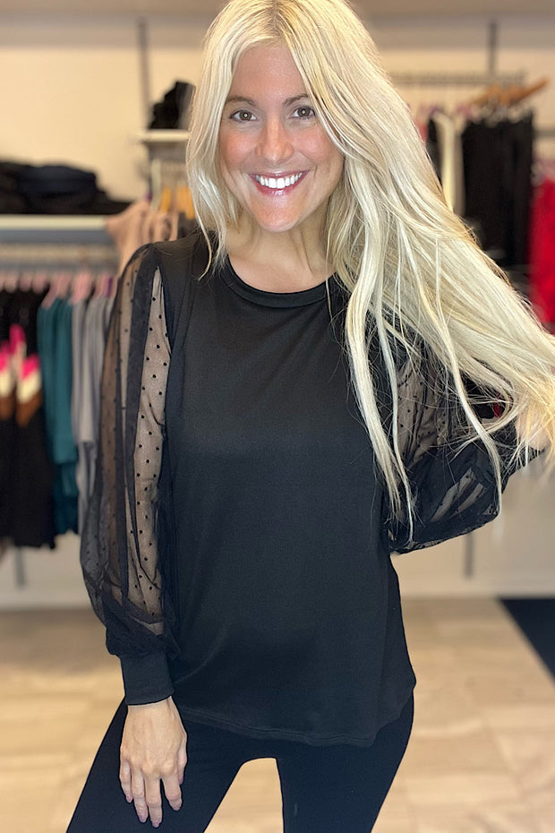 Take Me Out Lace Detail Top-Black