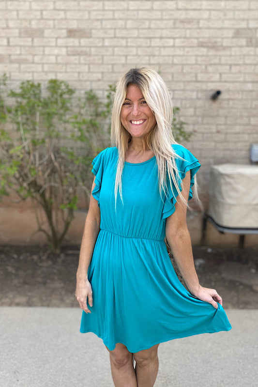 Jade Ruffle Sleeve Dress