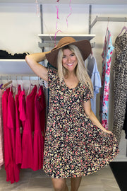 Floral Flutter Sleeve Dress