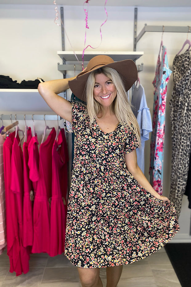 Floral Flutter Sleeve Dress