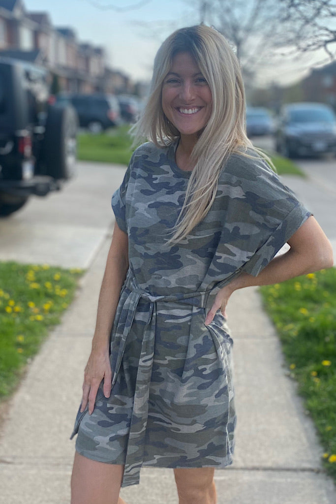 Camo Win Me Over Tie Dress