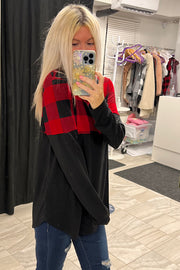 Sadie Black Plaid Colour Block Top