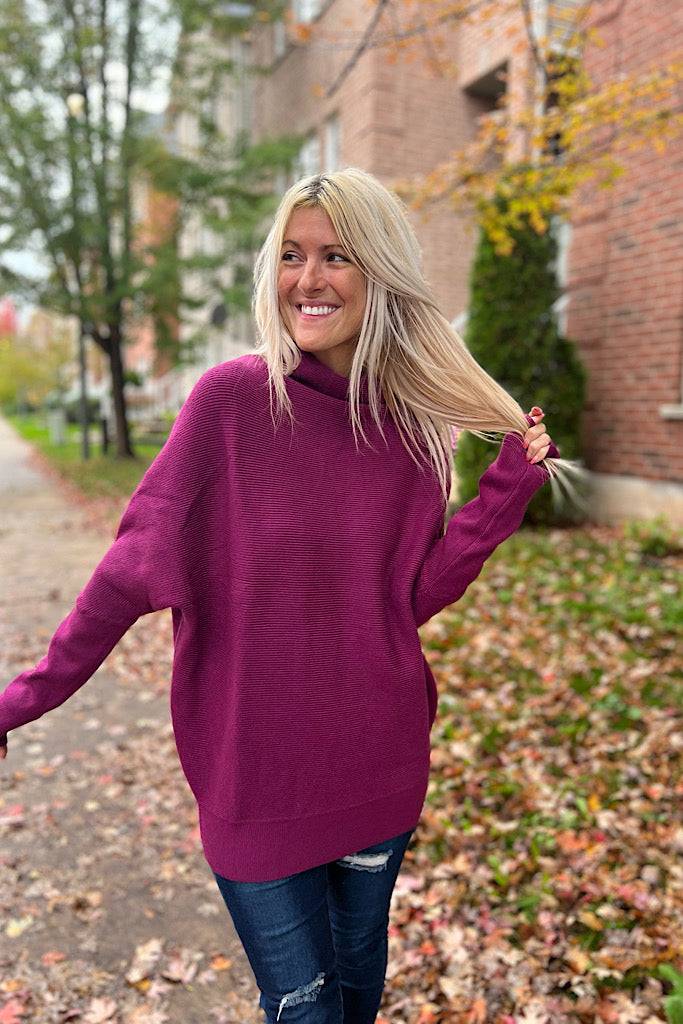 Plum Latte Date Super Soft Dolman Sweater